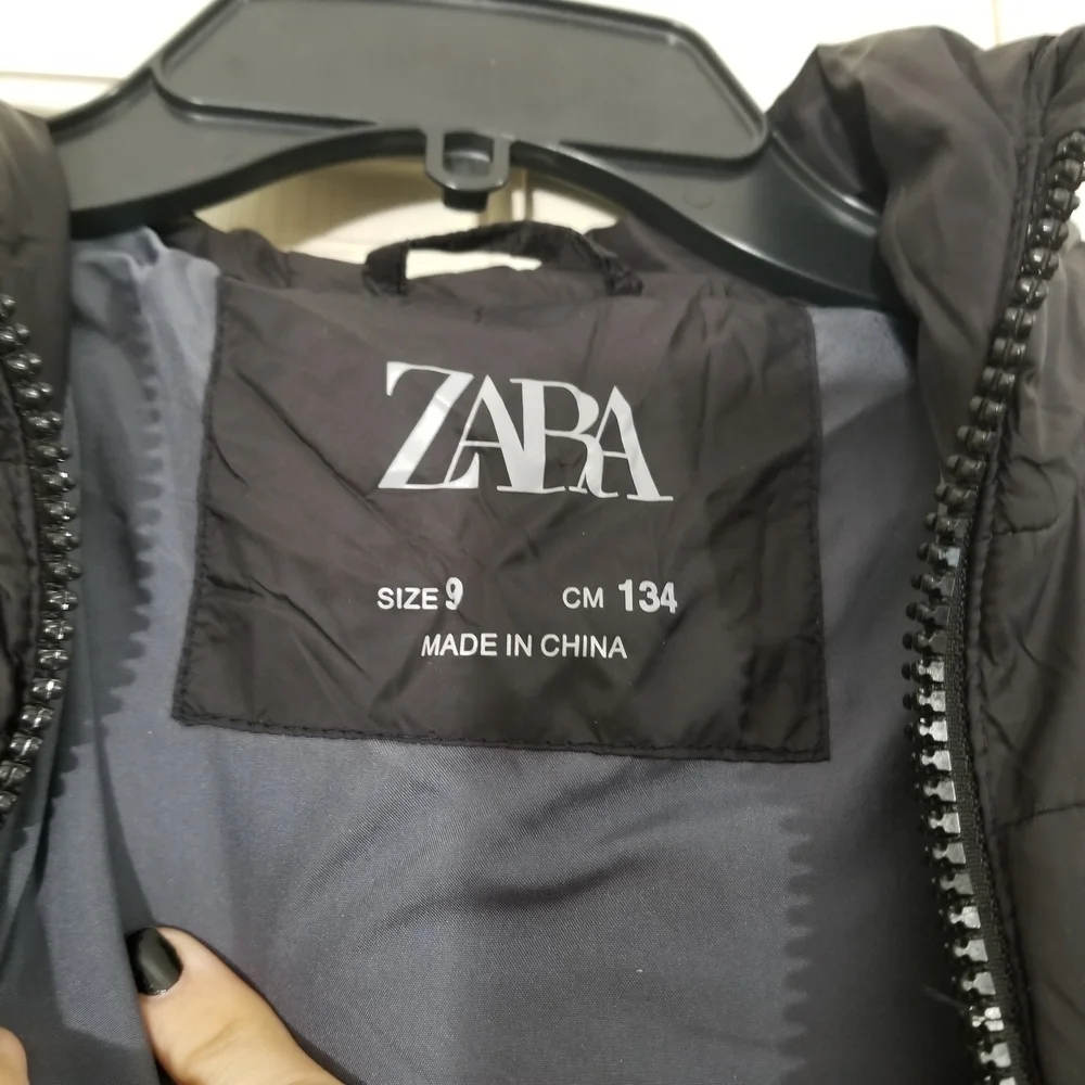 Zara Girls Black Puffer Coat with Pockets Size 9